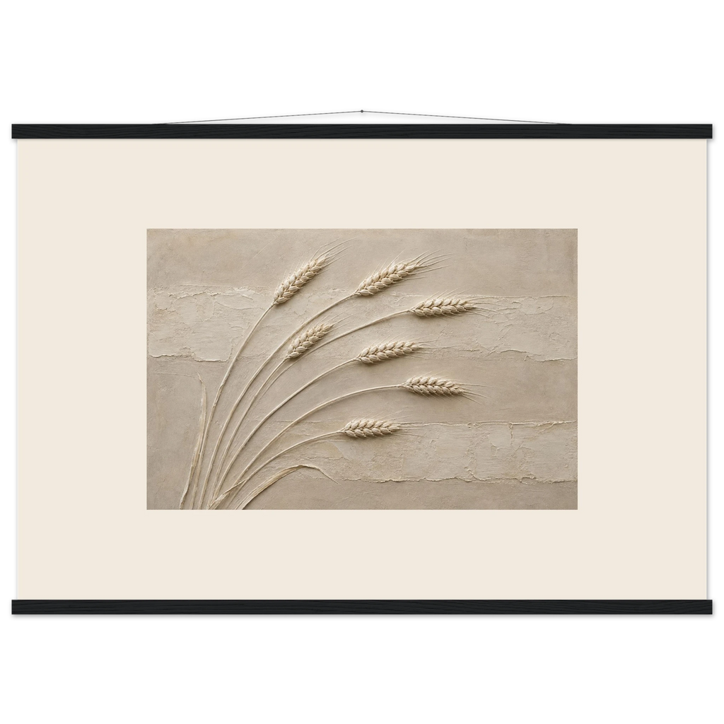 Wheat in Relief, faith, texture and botanical. Archival fine art poster shown framed.