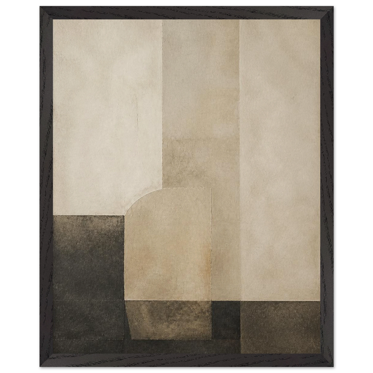 Limewash Triptych, Panel II of III: abstract, mineral texture and neutral tones. Framed fine art print, alternate frame and size.