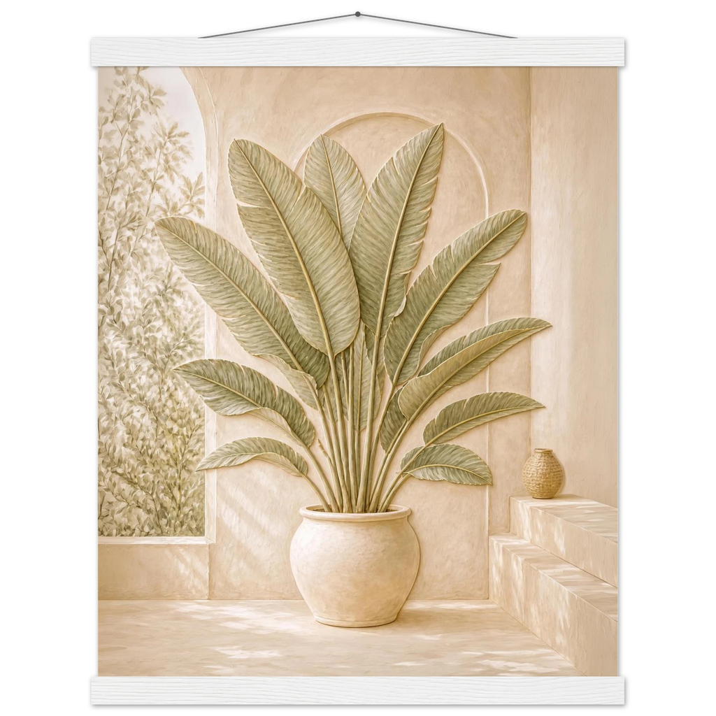 Courtyard Noon: landscape and sun. Museum-quality fine art poster.