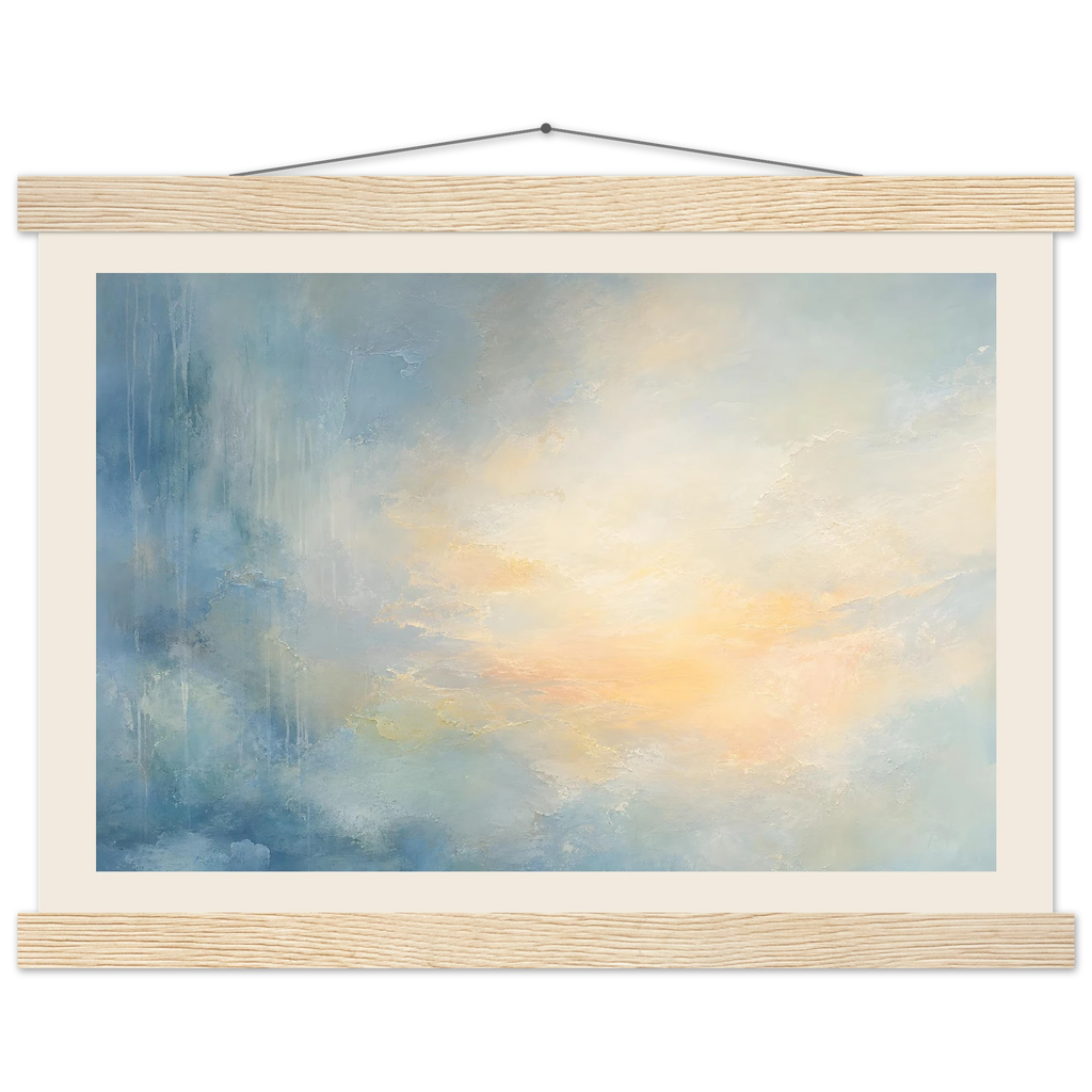 Dawn after Rain: sunrise, coastline and washed light. Fine art poster.
