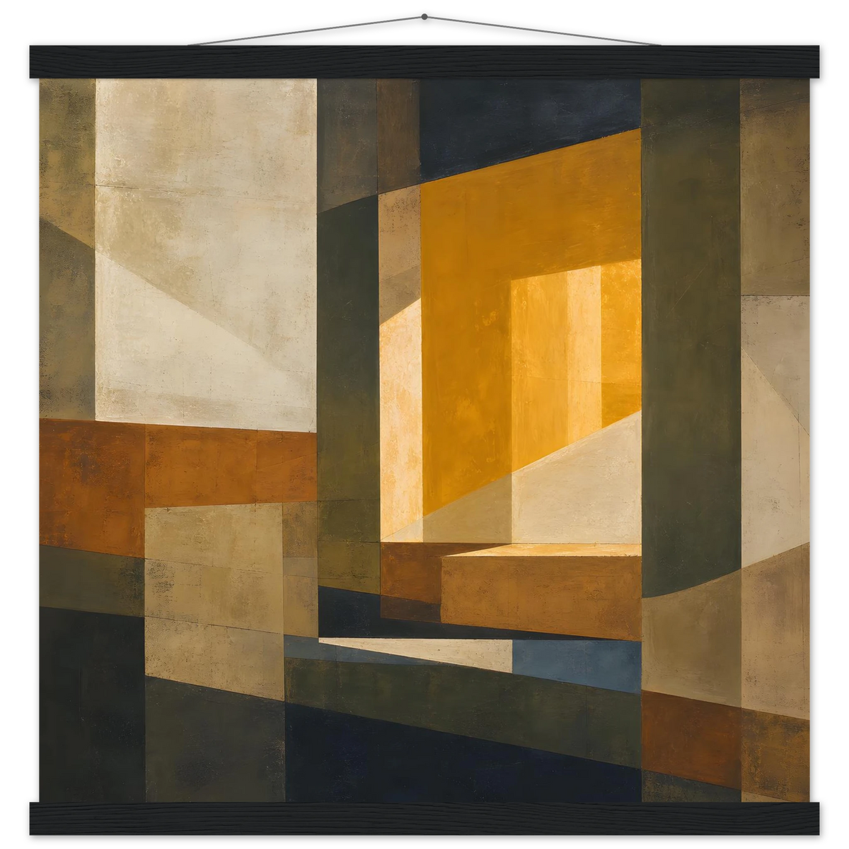 Ochre Window: architecture, mediterranean and earth tones. Fine art poster with wooden hanger by The Light Stays.