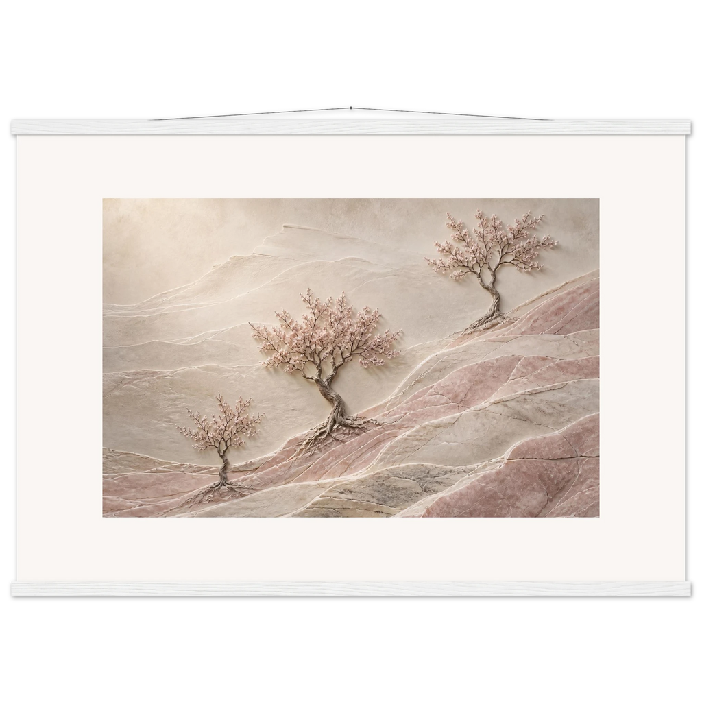 Blossom Terraces: flowers and botanical. Fine art poster, alternate frame and size.