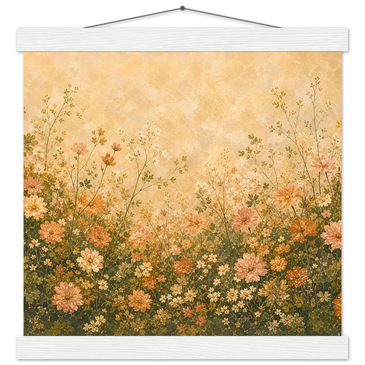 Petal Garden: flowers, botanical and abundance. Fine art poster with wooden hanger by The Light Stays.