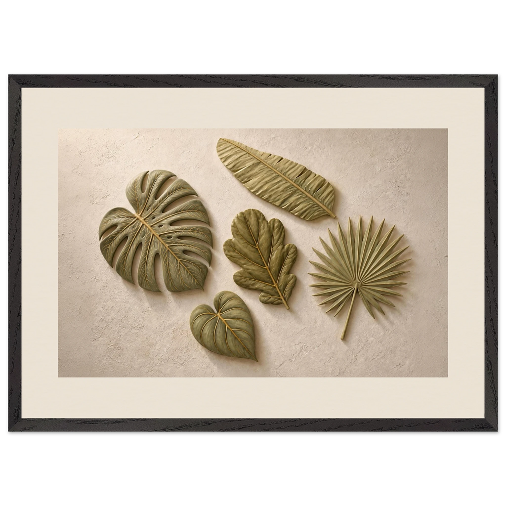 Green Constellation: botanical, green and loose rhythm. Framed fine art print, alternate frame and size.