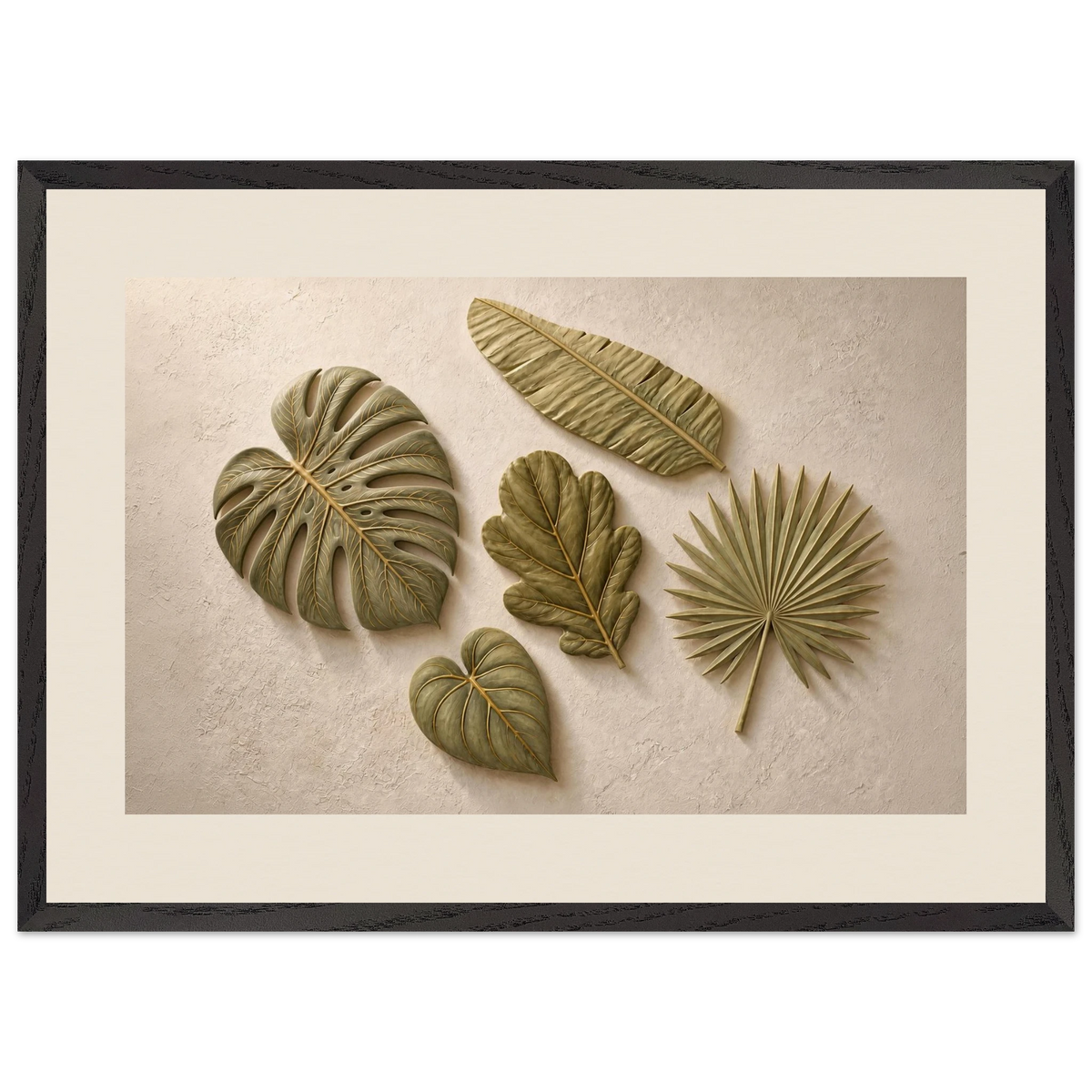 Green Constellation: botanical, green and loose rhythm. Framed fine art print, alternate frame and size.