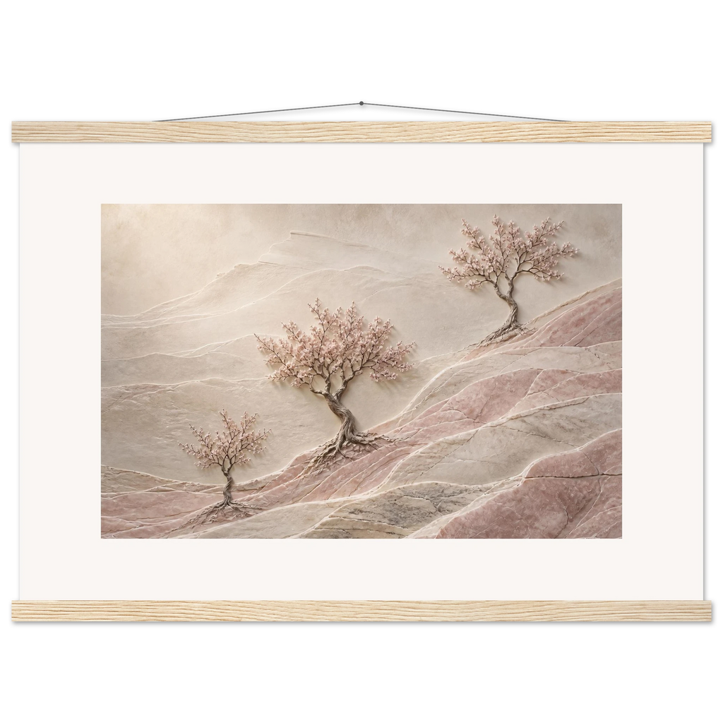 Blossom Terraces: flowers and botanical. Fine art poster, alternate frame and size.