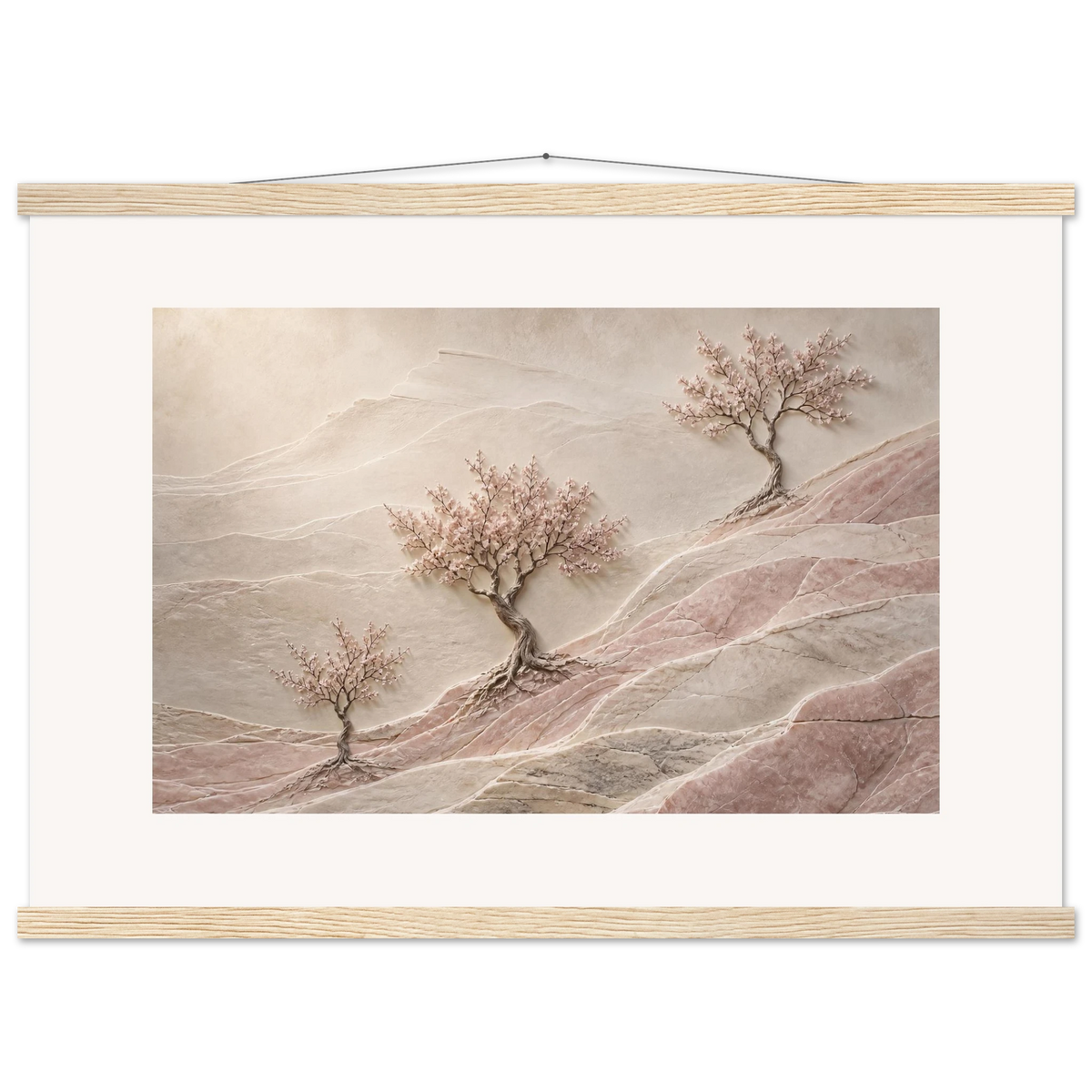 Blossom Terraces: flowers and botanical. Fine art poster, alternate frame and size.