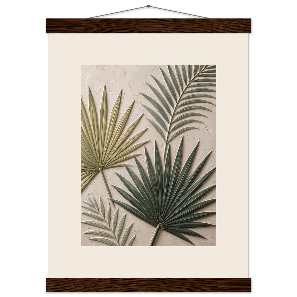 Carved Fronds: impasto, leaves and sand tones. Fine art poster by The Light Stays.