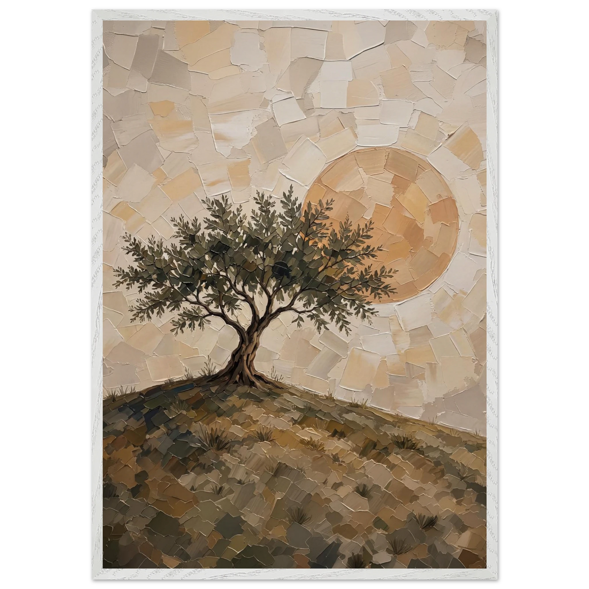 Olive Noon: hills, botanical and golden tones. Framed fine art print by The Light Stays.
