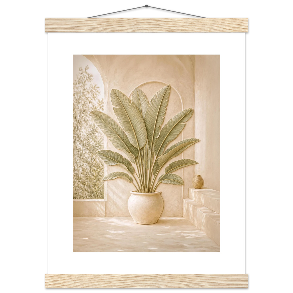 Courtyard Noon: landscape and sun. Fine art poster.