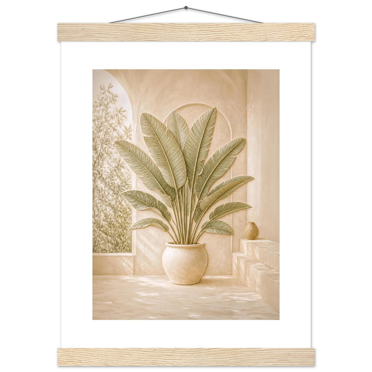 Courtyard Noon: landscape and sun. Fine art poster.