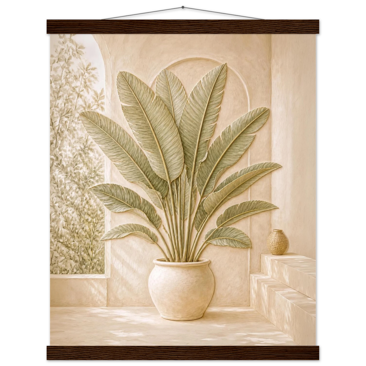 Courtyard Noon, landscape and sun. Archival fine art poster shown framed.