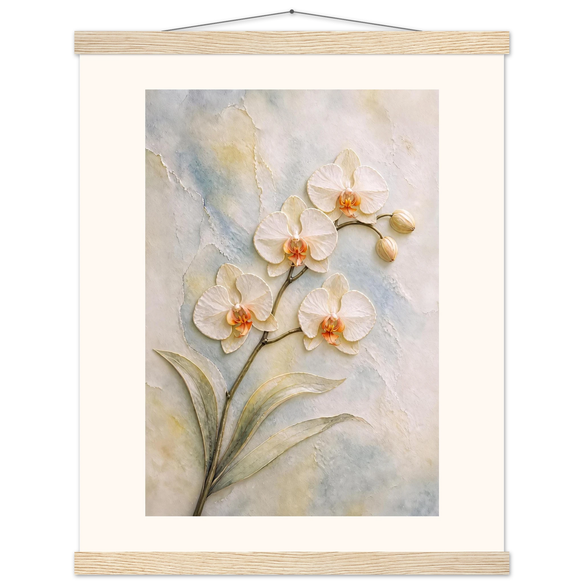 Porcelain Orchid, flowers and botanical. Archival fine art poster shown framed.