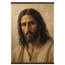 Pôster Kind Eyes com suporte de madeira, retrato sereno de Jesus em luz quente