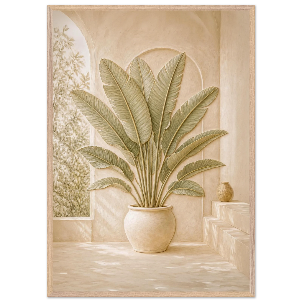 Courtyard Noon: landscape and sun. Framed fine art print by The Light Stays.