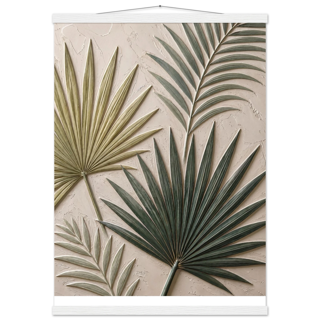 Carved Fronds: impasto, leaves and sand tones. Fine art poster by The Light Stays.