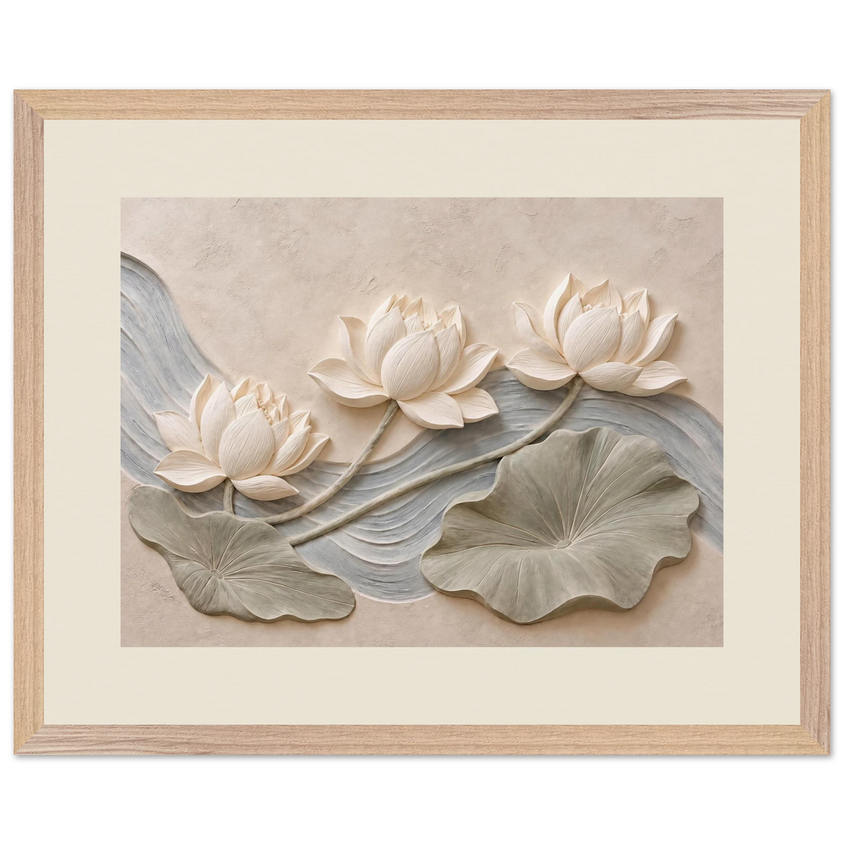 Lotus Current, flowers and botanical. Archival framed fine art print shown framed.