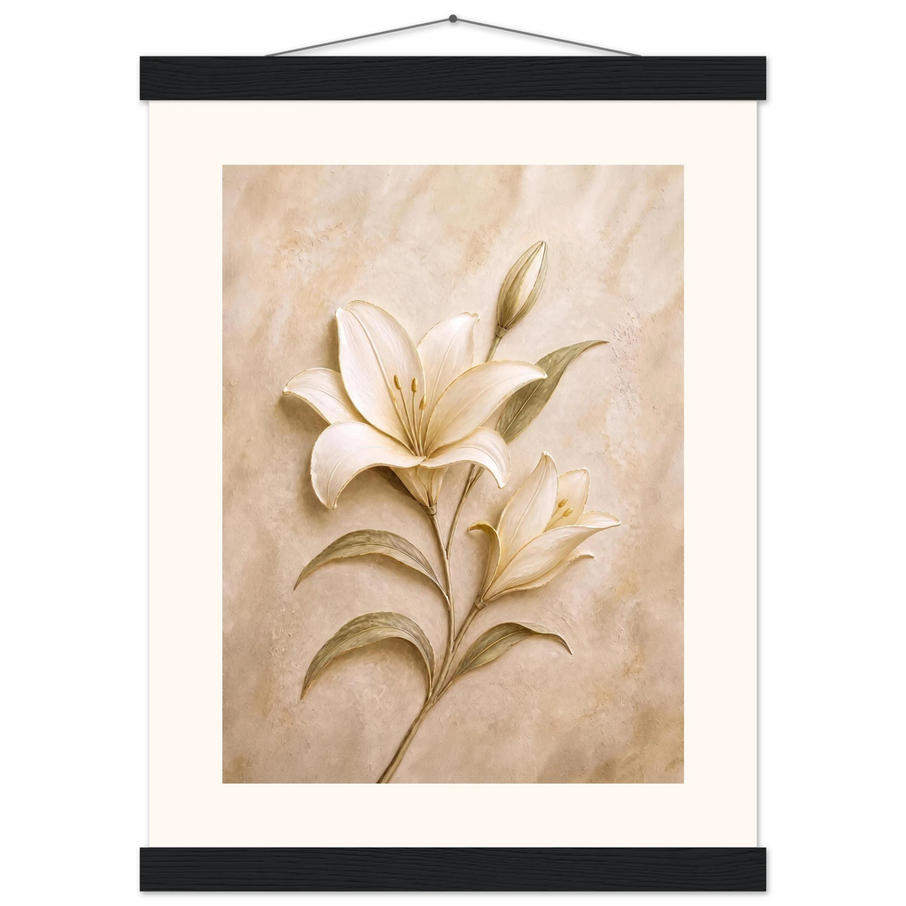 Alabaster Lily: flowers and botanical. Museum-quality fine art poster.
