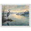 Heron at Dawn: japanese art and japandi. Museum-quality framed fine art print.