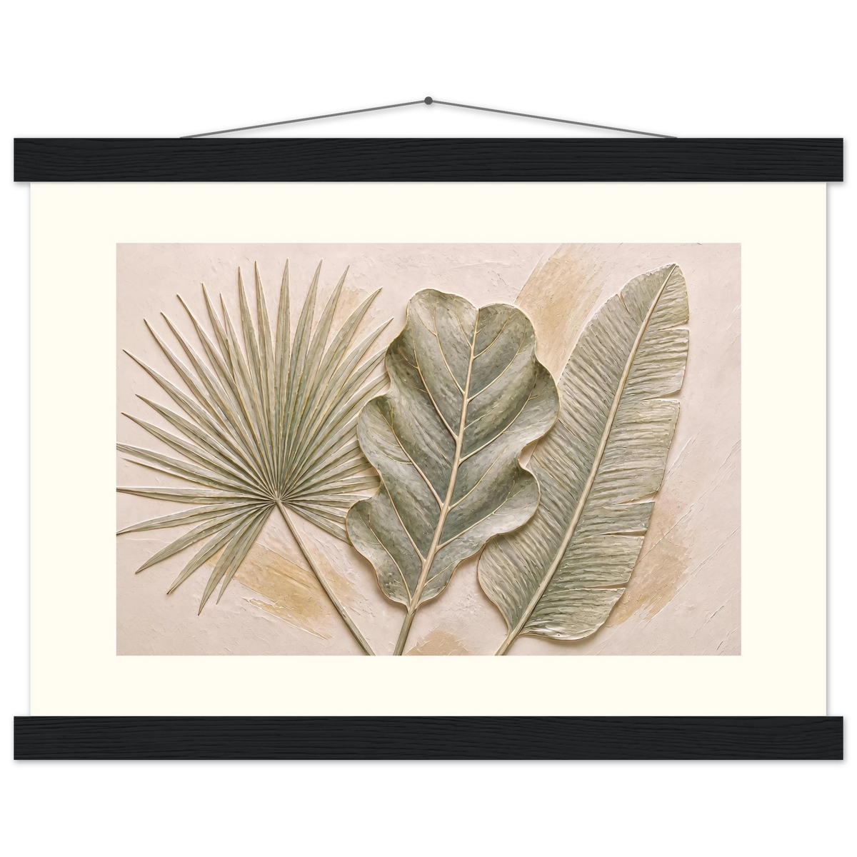 Three Leaves: botanical and nature. Museum-quality fine art poster.
