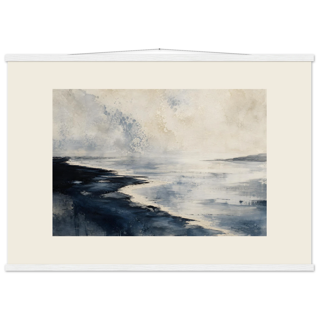 Tidal Ink, sea and coastal landscape. Archival fine art poster shown framed.