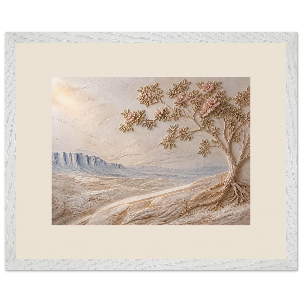 Cliffside Bloom, flowers and botanical. Archival framed fine art print shown framed.