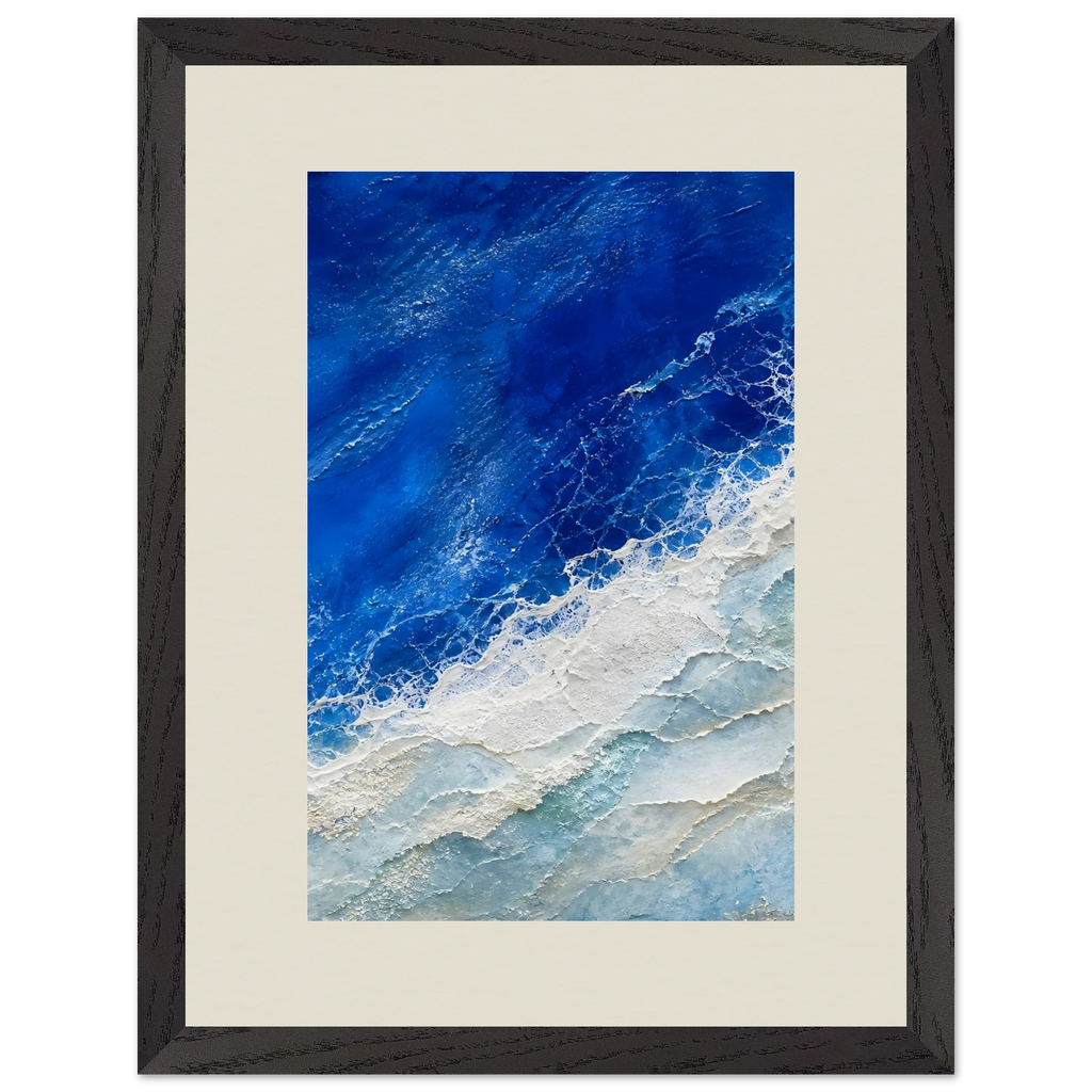 Cobalt Foam: abstract, cobalt and sea foam. Framed fine art print.