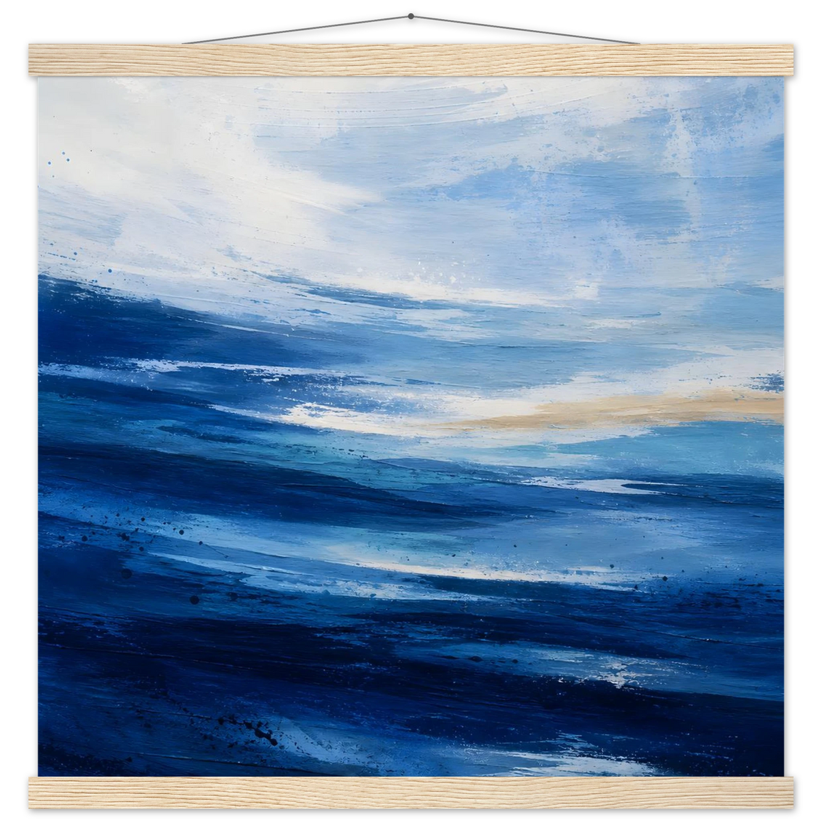 Atlantic Blue: coastline, ocean and texture. Fine art poster with wooden hanger by The Light Stays.