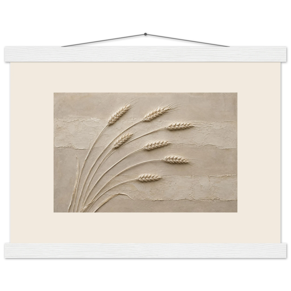 Wheat in Relief: faith, texture and botanical. Fine art poster, alternate frame and size.
