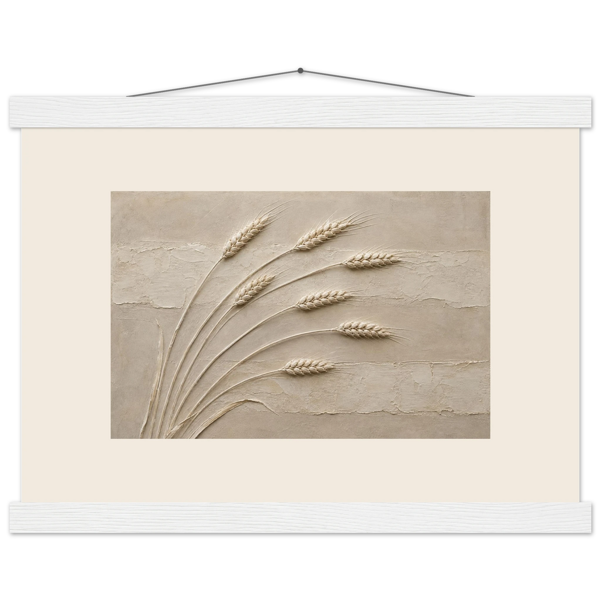 Wheat in Relief: faith, texture and botanical. Fine art poster, alternate frame and size.