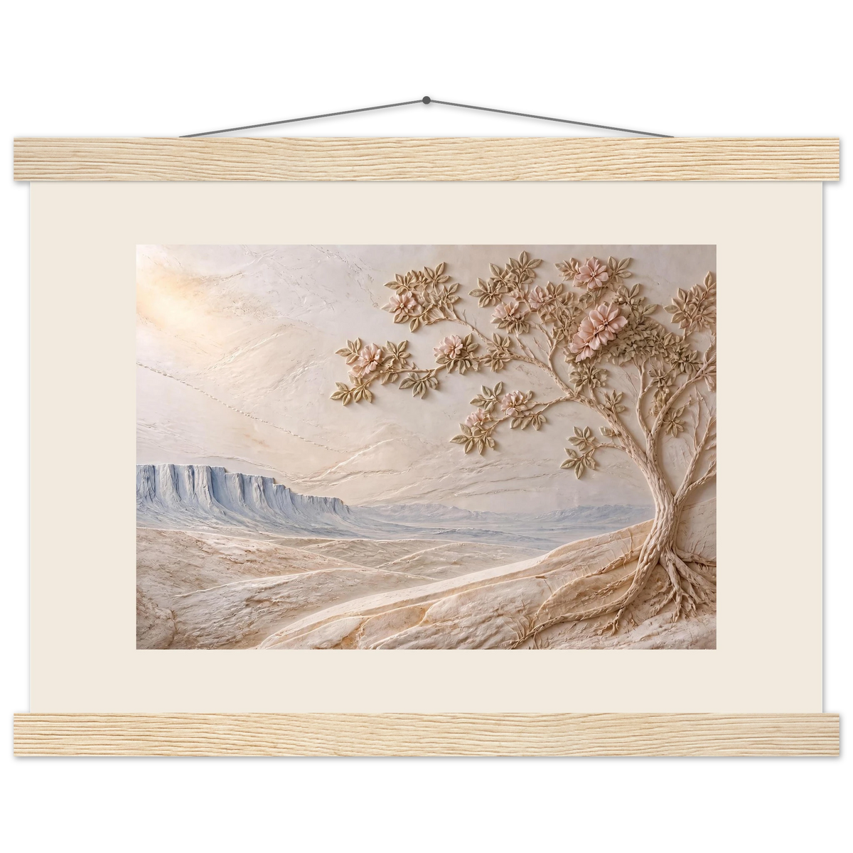 Cliffside Bloom: petra and flora. Fine art poster.
