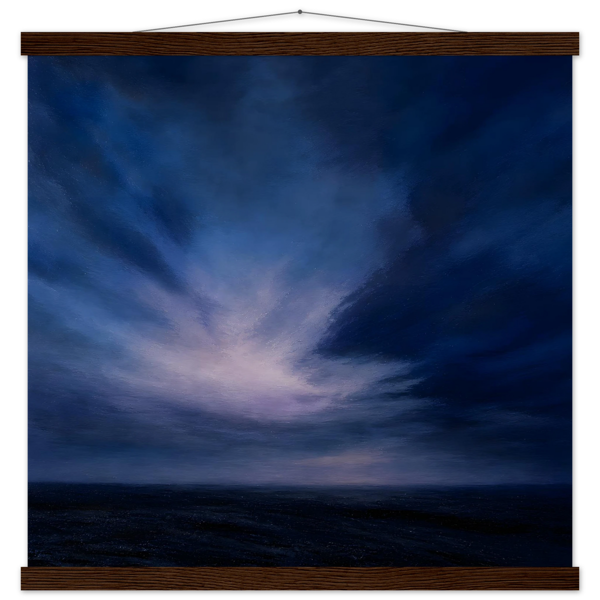 Blue Hour Field: night, horizon and deep blue. Museum-quality fine art poster.