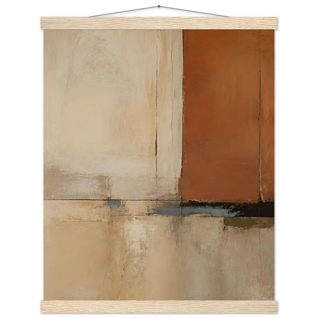 Terracotta Diptych, Panel I of II: two panels, terracotta and cream. Fine art poster, alternate frame and size.