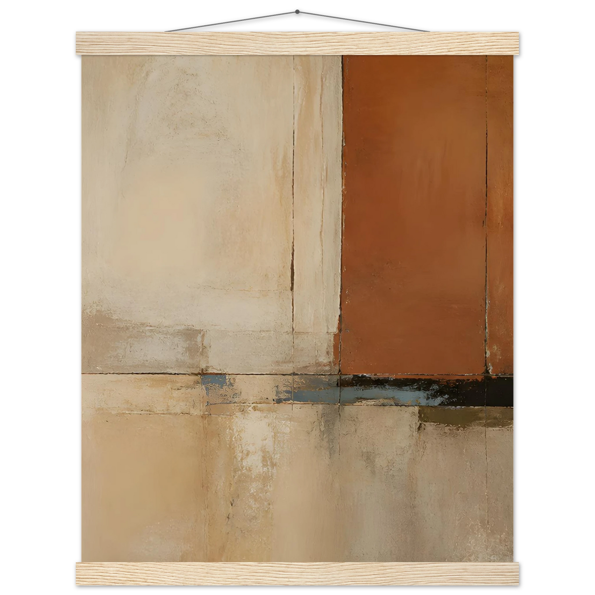 Terracotta Diptych, Panel I of II: two panels, terracotta and cream. Fine art poster, alternate frame and size.