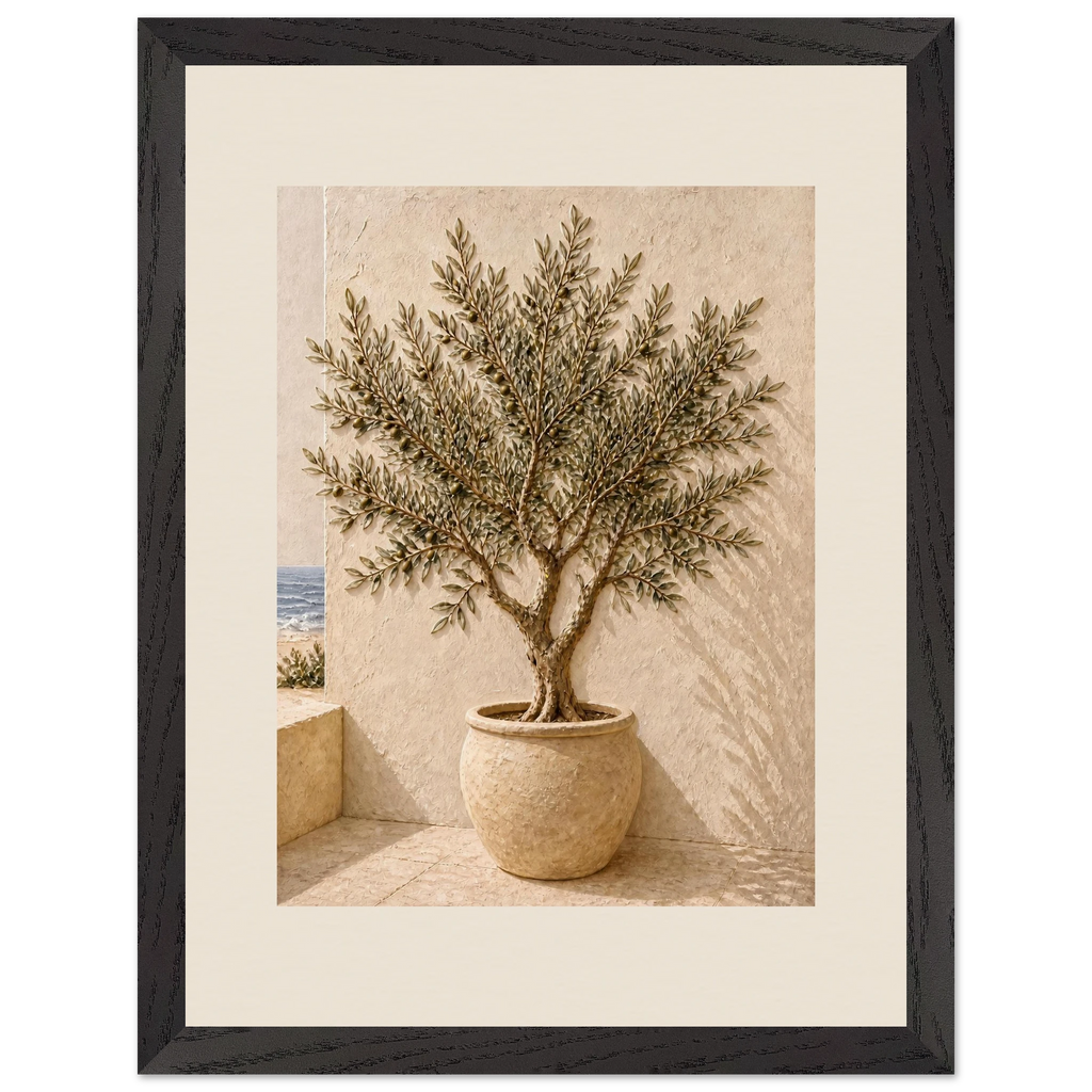 Olive Terrace: landscape and sun. Framed fine art print.