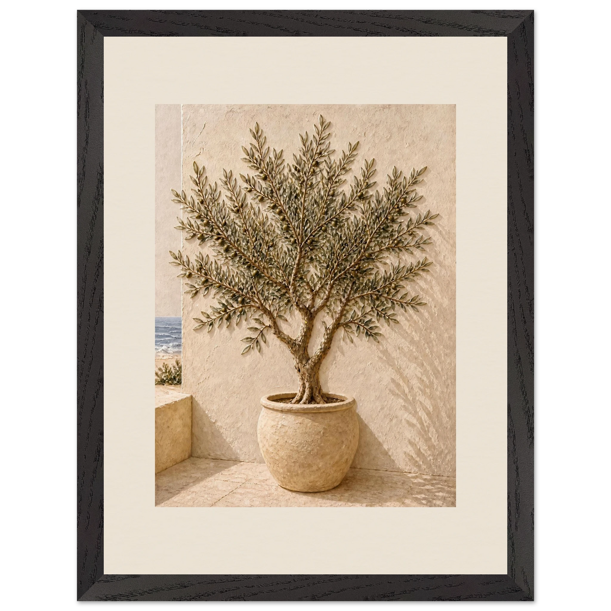 Olive Terrace: landscape and sun. Framed fine art print.