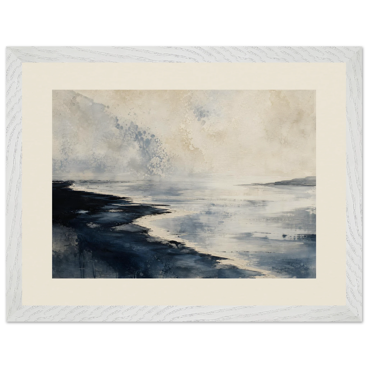 Tidal Ink, sea and coastal landscape. Archival framed fine art print shown framed.