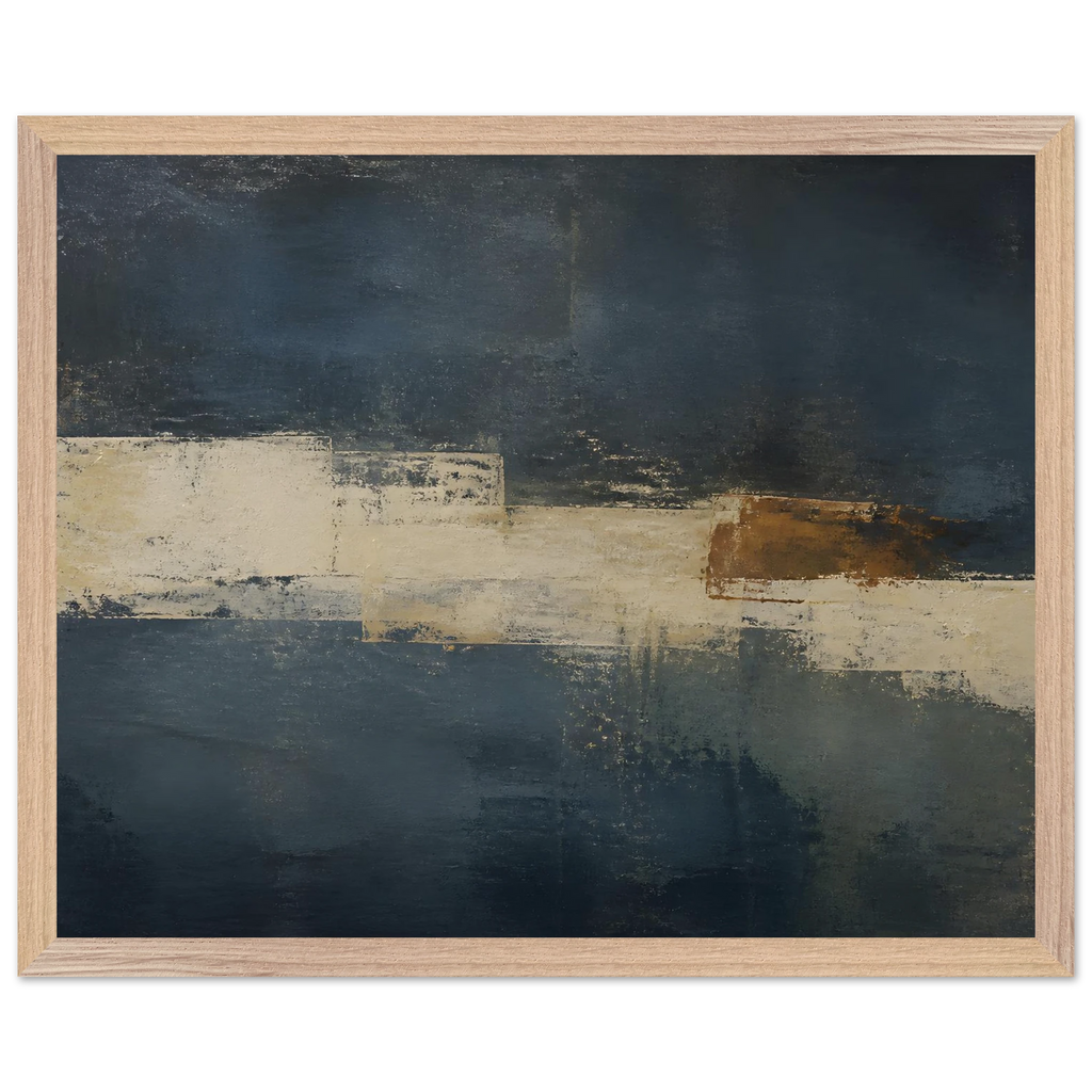 Ivory Crossing: abstract, ivory and serene lines. Framed fine art print, alternate frame and size.