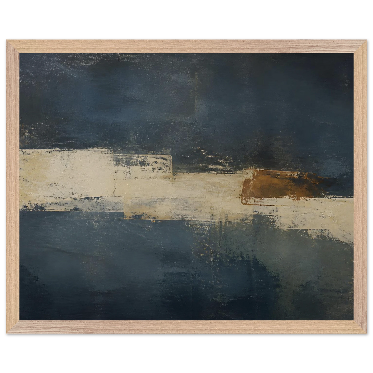 Ivory Crossing: abstract, ivory and serene lines. Framed fine art print, alternate frame and size.