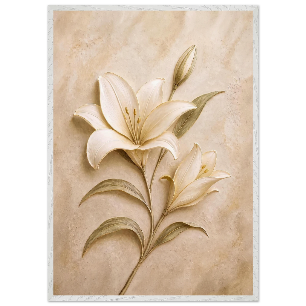 Alabaster Lily: flowers and botanical. Museum-quality framed fine art print.