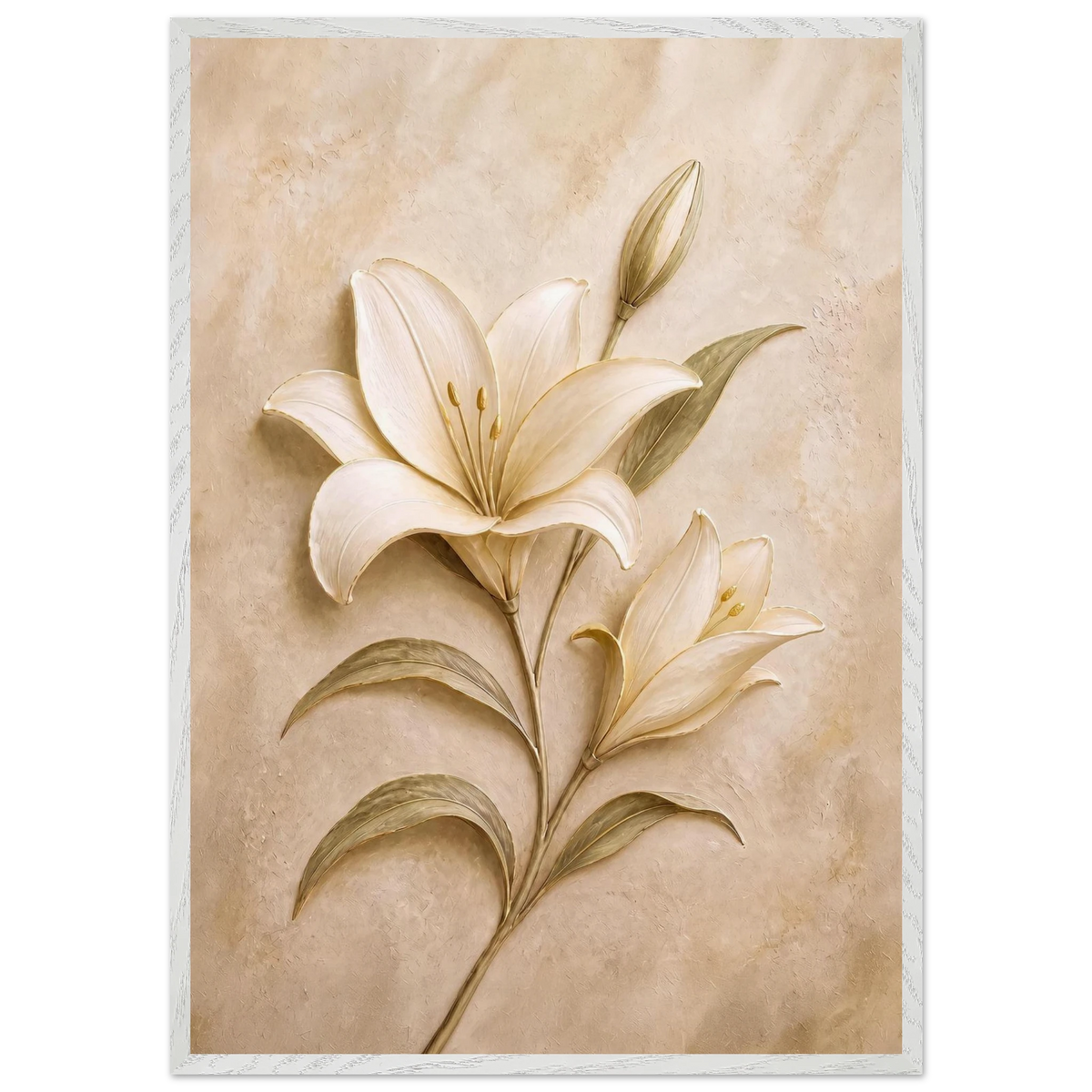 Alabaster Lily: flowers and botanical. Museum-quality framed fine art print.
