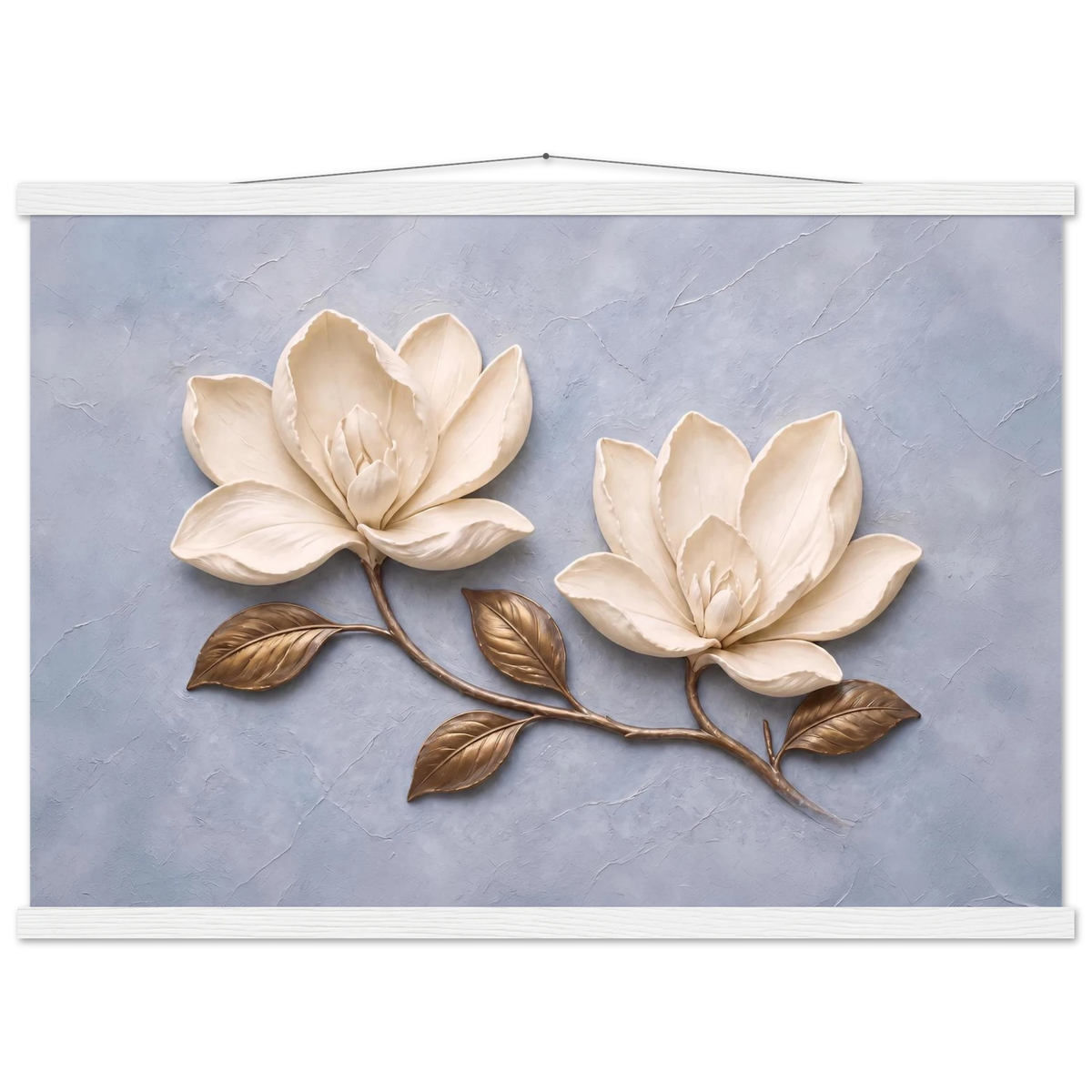 Bronze Magnolia: flowers and botanical. Fine art poster, alternate frame and size.