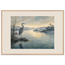 Heron at Dawn, japanese art and japandi. Archival framed fine art print shown framed.