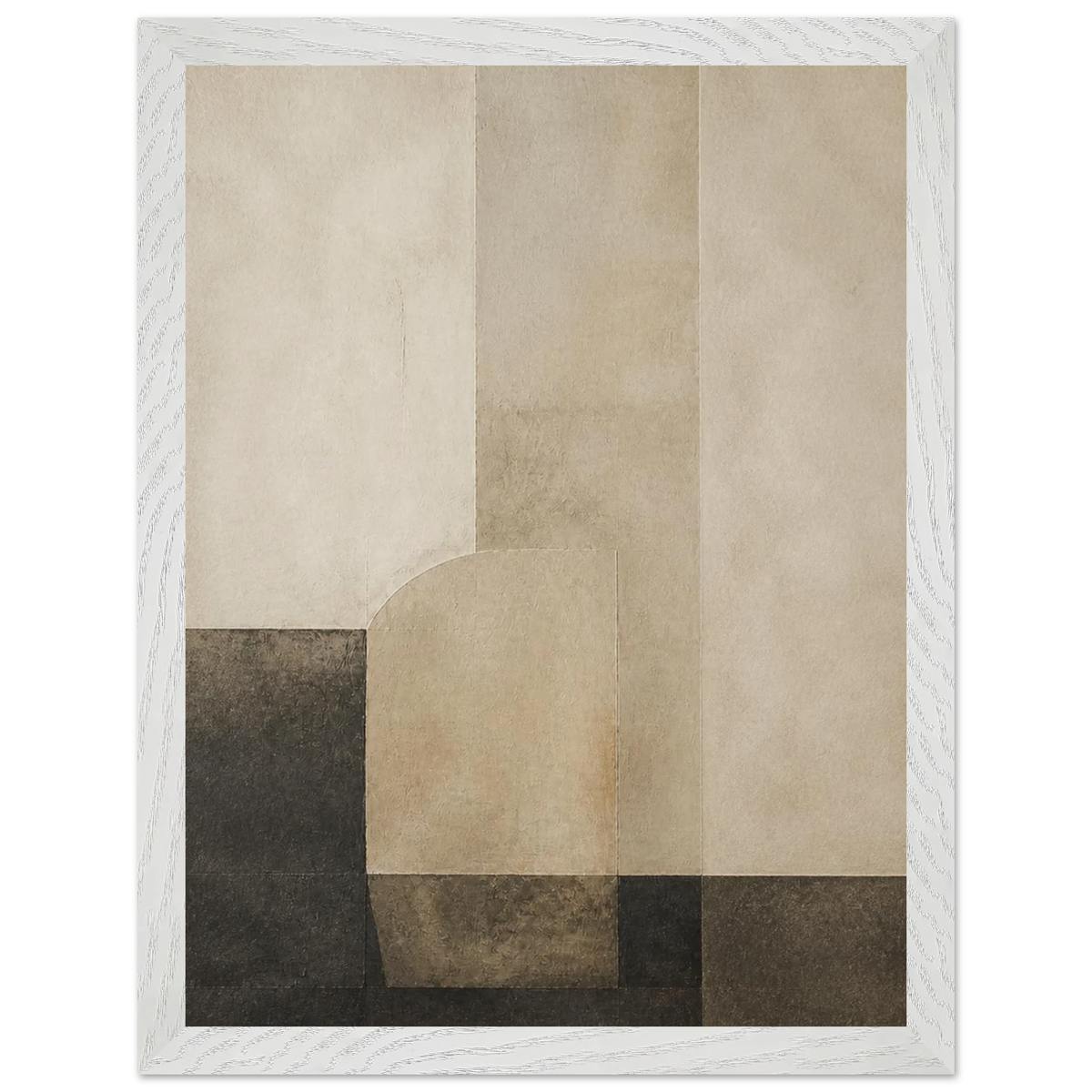 Limewash Triptych, Panel II of III: abstract, mineral texture and neutral tones. Museum-quality framed fine art print.