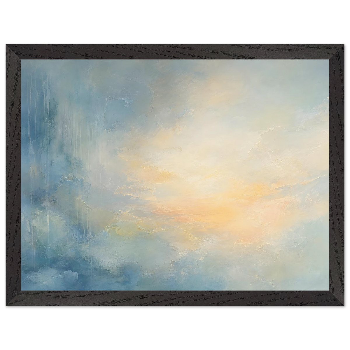 Dawn after Rain: sunrise, coastline and washed light. Framed fine art print, alternate frame and size.