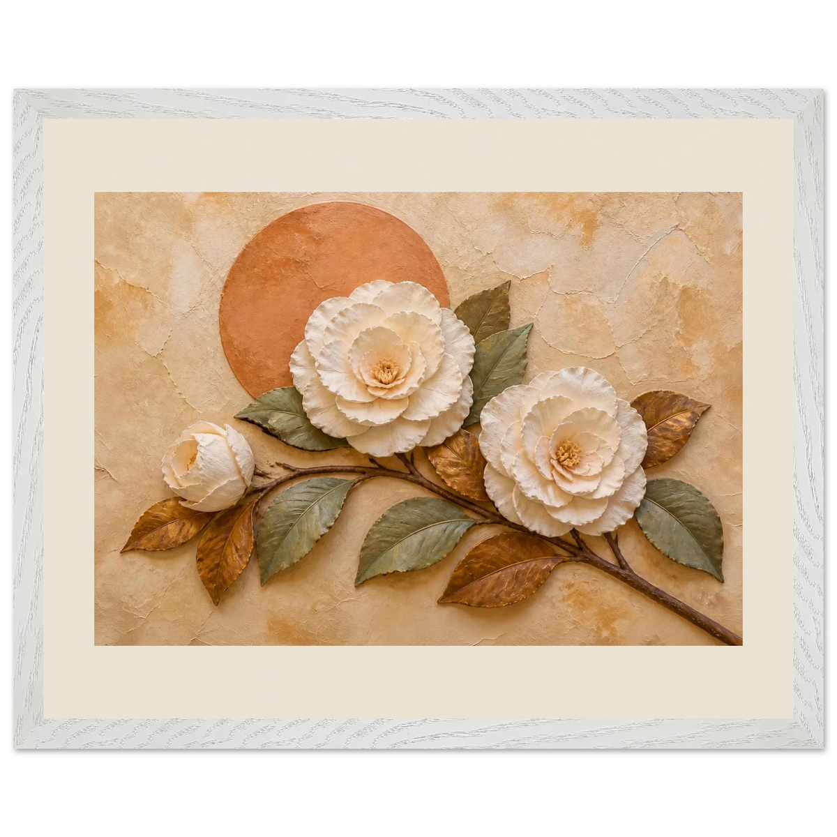 Camellia Eclipse, flowers and botanical. Archival framed fine art print shown framed.