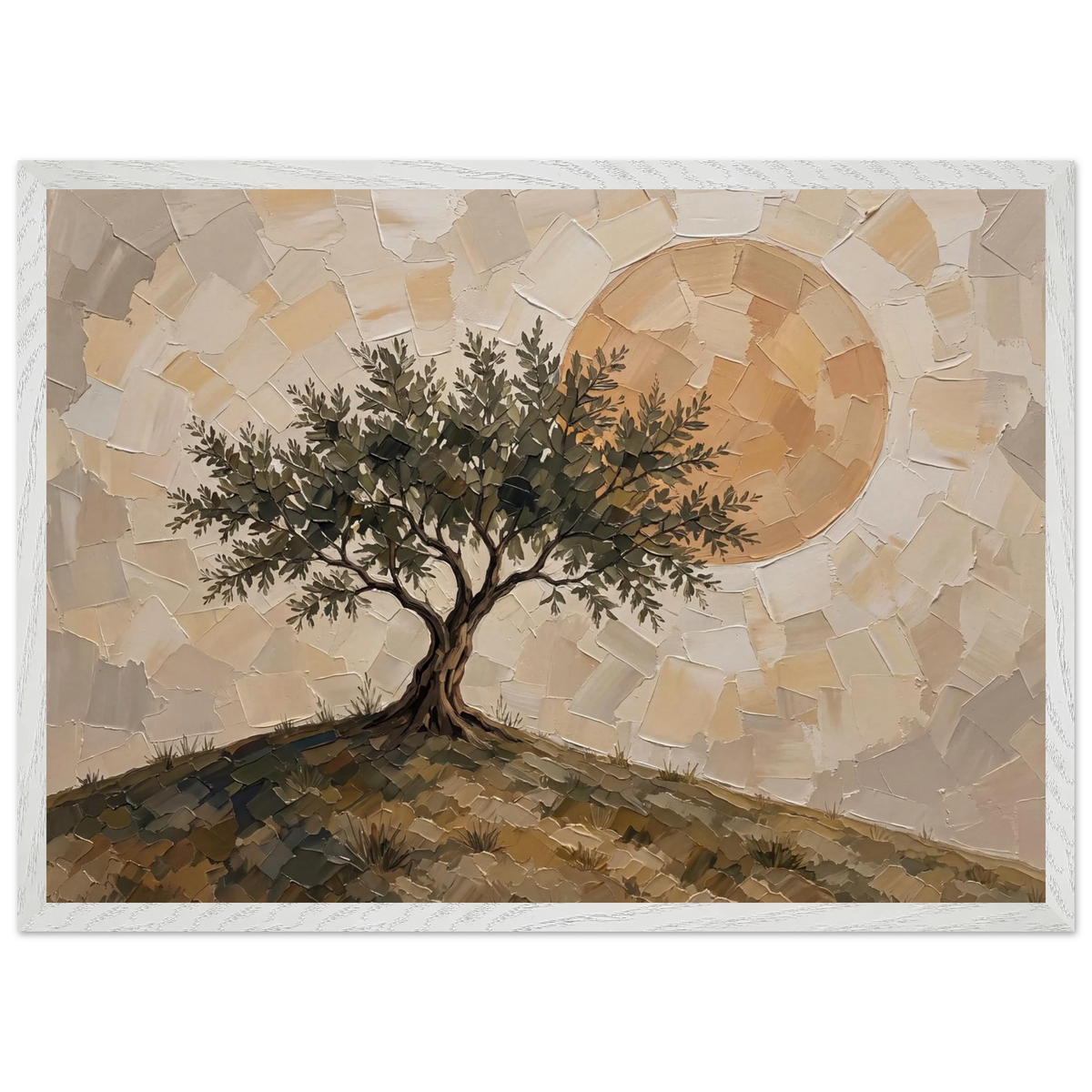 Olive Noon: hills, botanical and golden tones. Framed fine art print by The Light Stays.