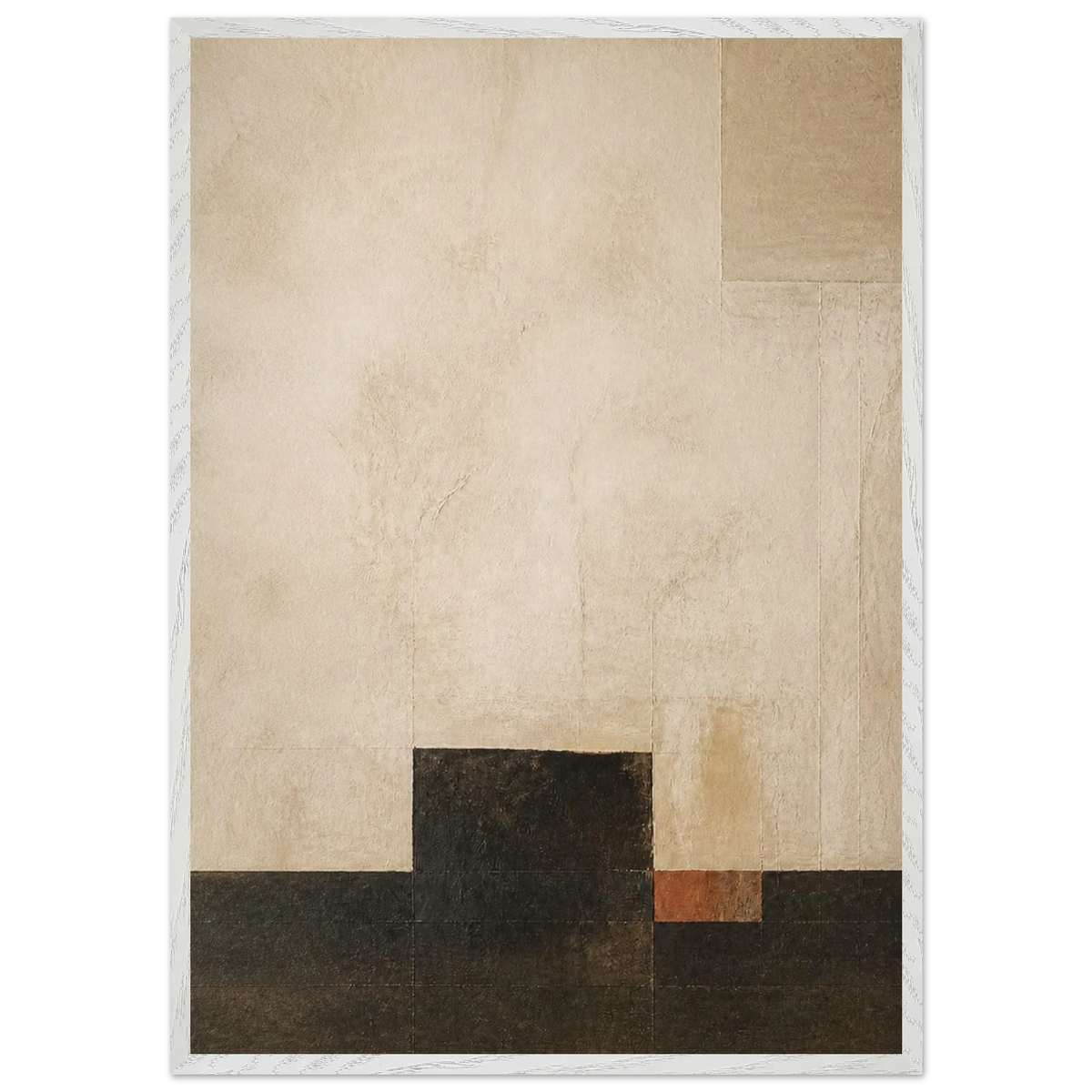 Limewash Triptych, Panel I of III: abstract, mineral texture and neutral tones. Framed fine art print by The Light Stays.