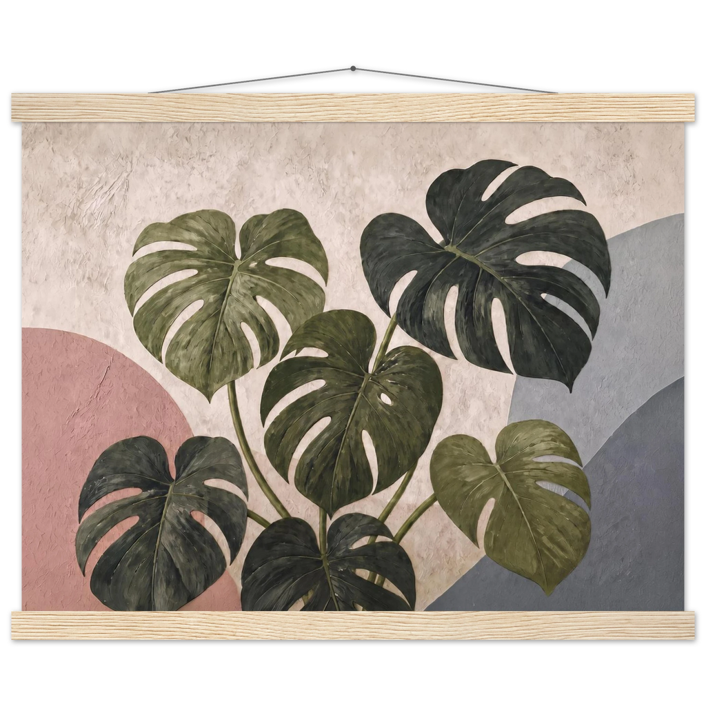 Monstera Sun, botanical and nature. Archival fine art poster shown framed.