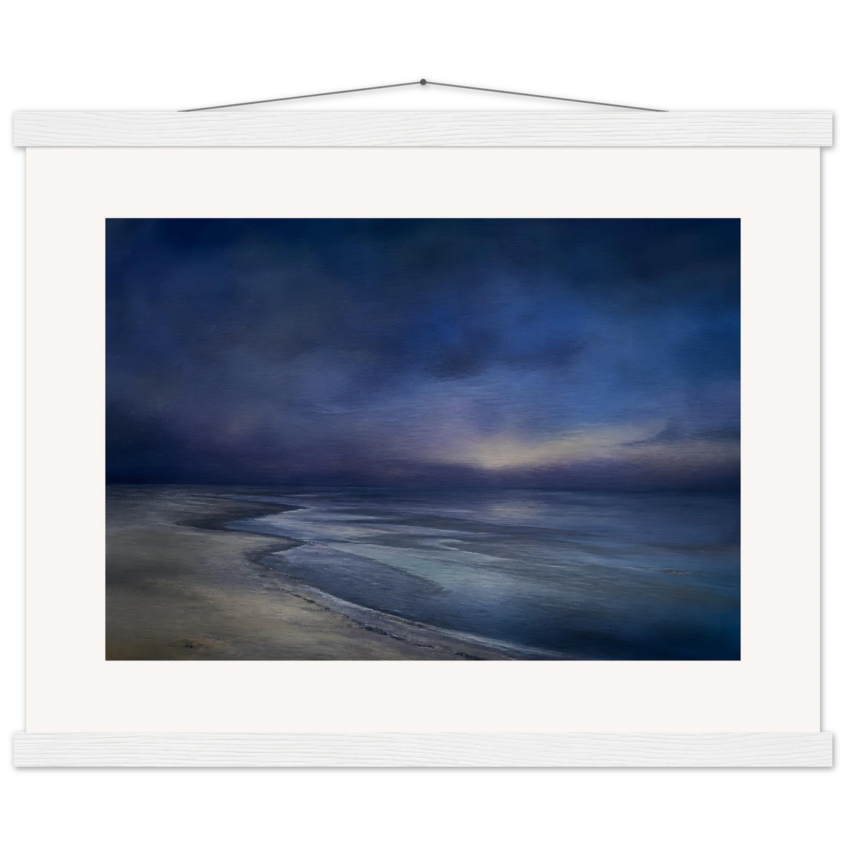 Blue Hour Shore: sea and coastal landscape. Museum-quality fine art poster.